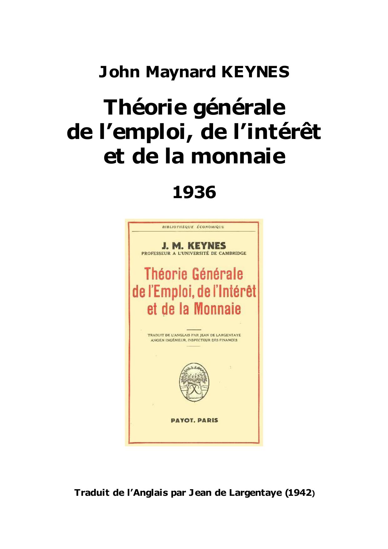 Théorie générale de l'emploi, de l'intérêt et de la monnaie